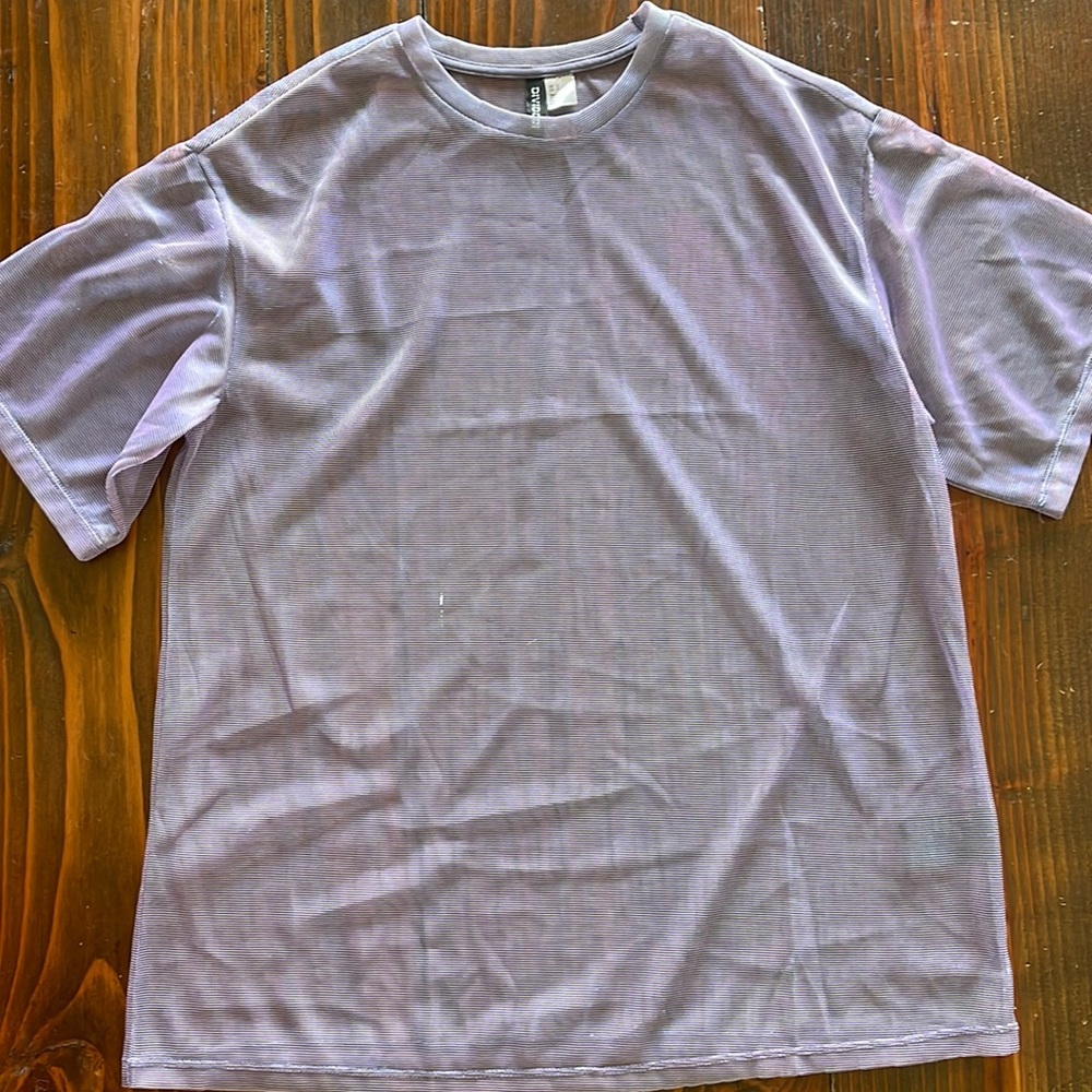 Oversized see thru purple shirt
